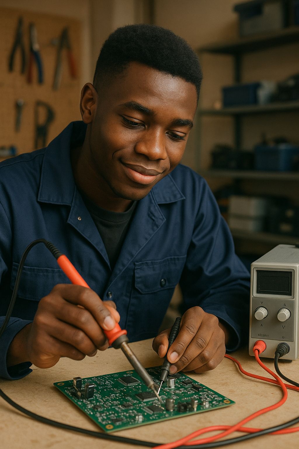Maintenance électronique - Participants travaillant sur des plaquetes électroniques